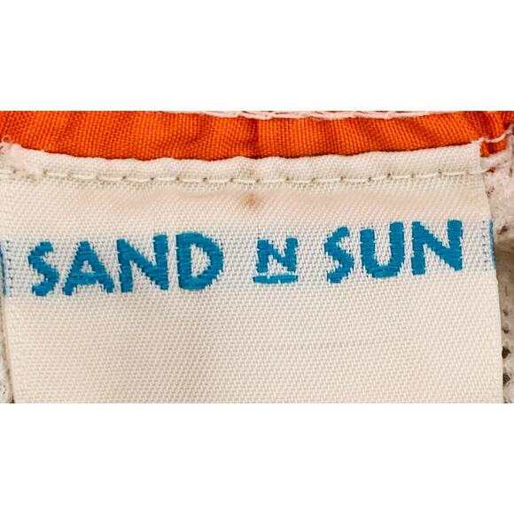 Sand And Sun Boys Swim 10-12 M Shorts Gray Orange Pockets Inner Pocket Imperfect - Picture 9 of 16